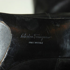 Ferragamo Black Calf Leather Knee High Boots 6.5B